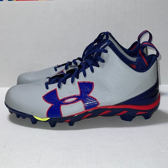 Men\'s Size 16E Under Armour 4D Foam Football Cleats Grey Blue 1287494-019